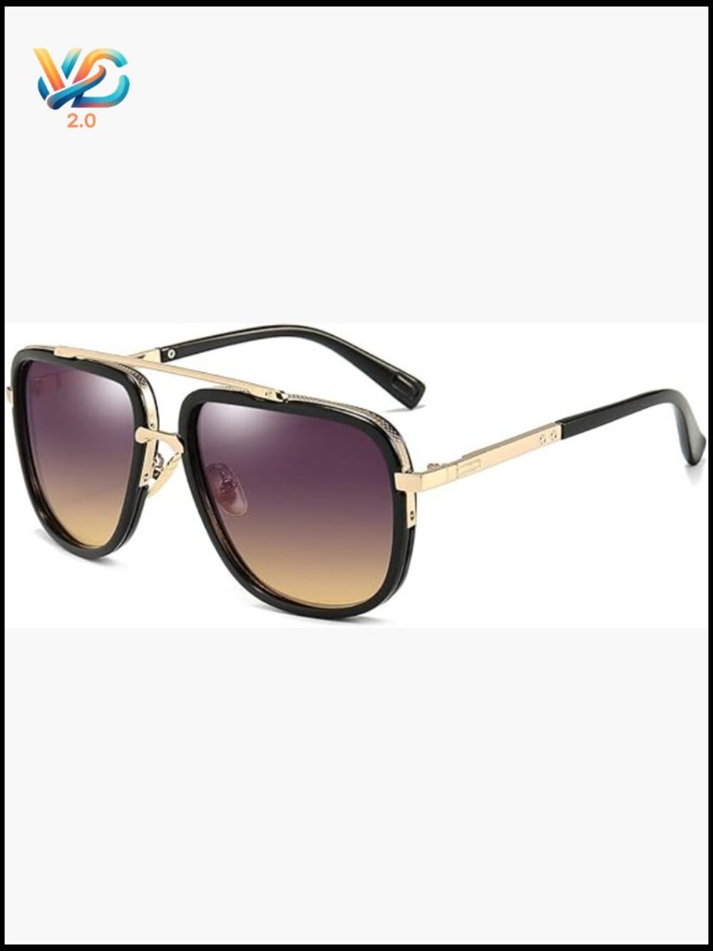 Square Aviator Sunglasses Oversized Retro Shades Gold Frame Unisex Pilot Glasses